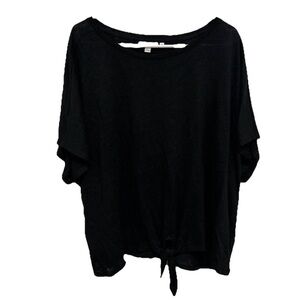 Chicos Linen Women's Black Tie-Front Top 4 XXL